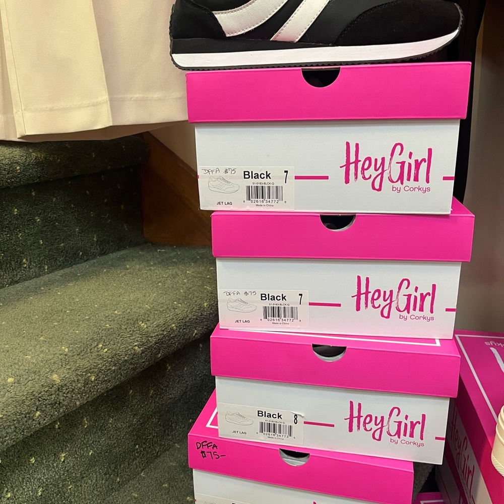 Corkys Hey Girl Black and White Kids Sneakers
